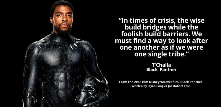 Superhero Black Panther Marvel Quote In Times Of Crisis The Wise Build Bridges Watercolor Easy Counted Cross Stitch Chart Boy Room Wall Art